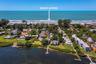 drone view of building and beach