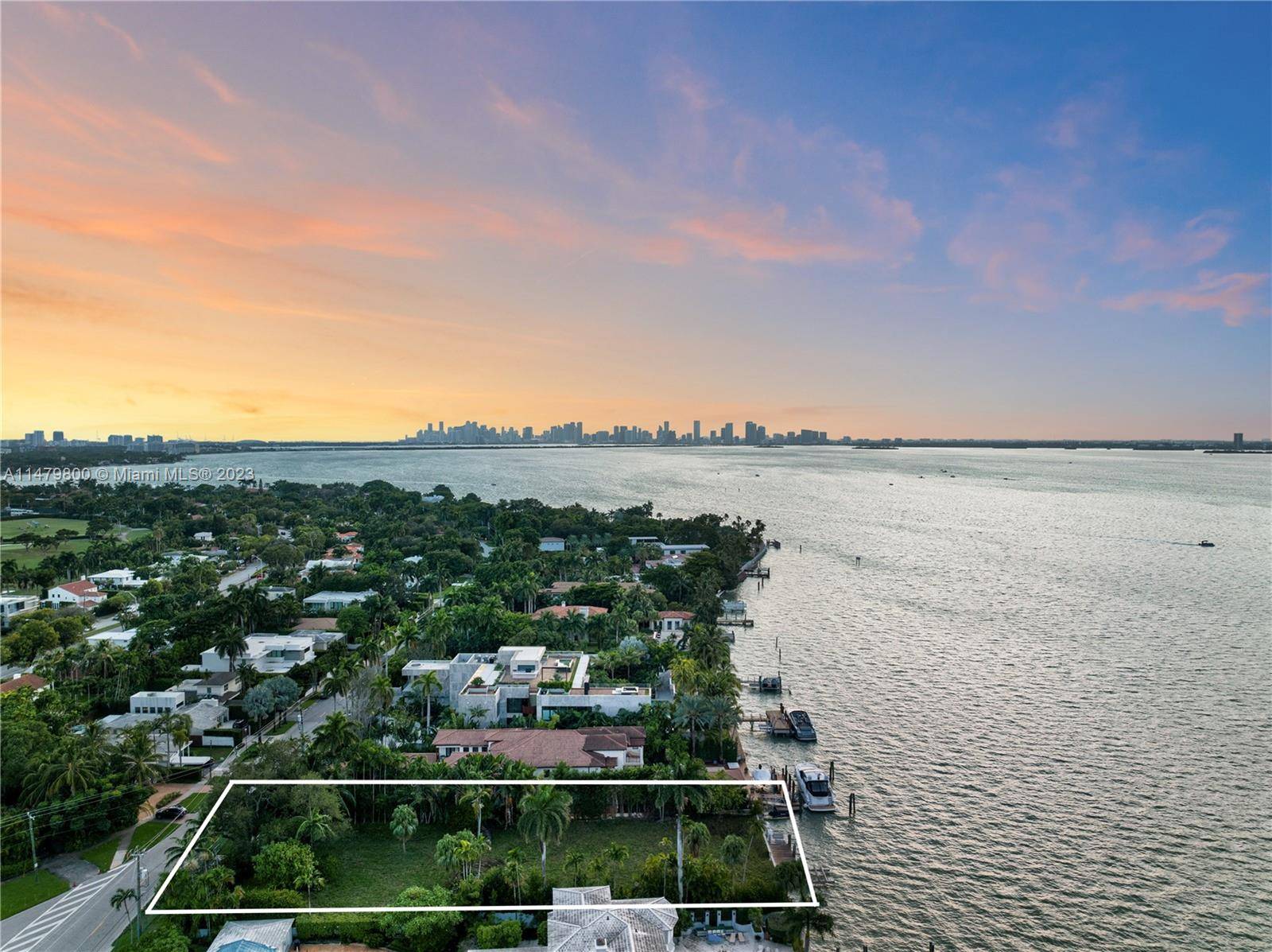 Situated on a sprawling 25, 215 square foot lot 12, 500 buildable, offering an elegant sense of arrival with captivating open bay and downtown Miami skyline vistas.