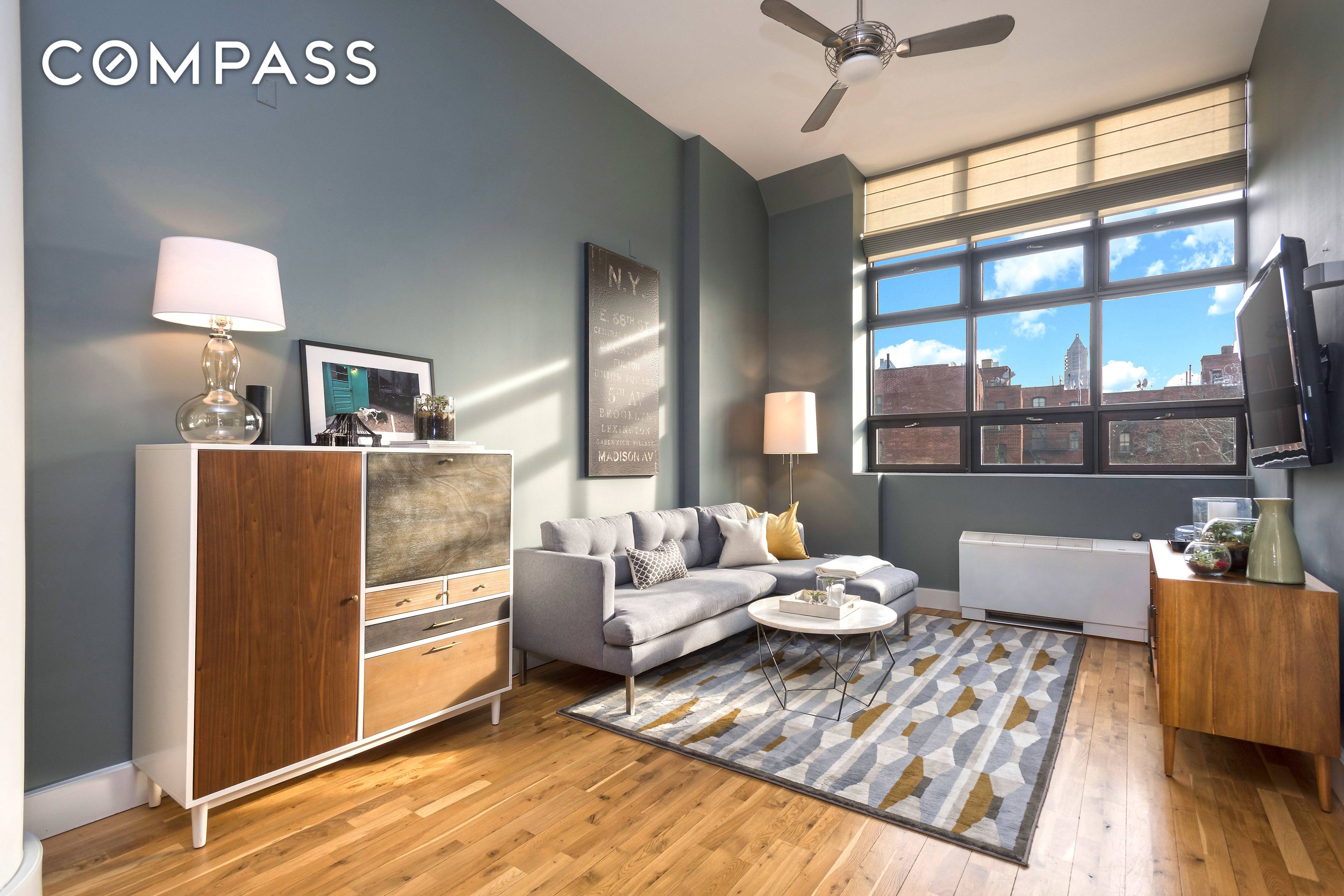 BROOKLYN HTS LOFT STYLE CONDO ONE BEDROOM FULL SERVICE BUILDING 975, 000 LIVING ROOM 13 Foot Ceilings Oversized Wall of Windows Eastern Exposures Flooded with Natural Light Panoramic Downtown Brooklyn ...