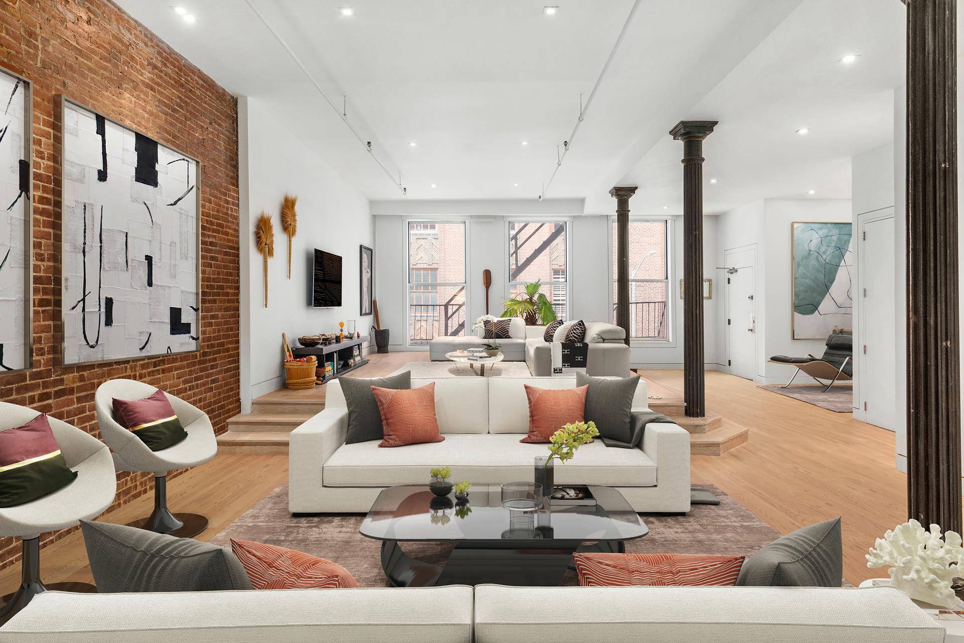 Meticulously renovated 1880 PreWar full floor sprawling loft on the intimate street of Thomas in TriBeca, conveniently located between W.