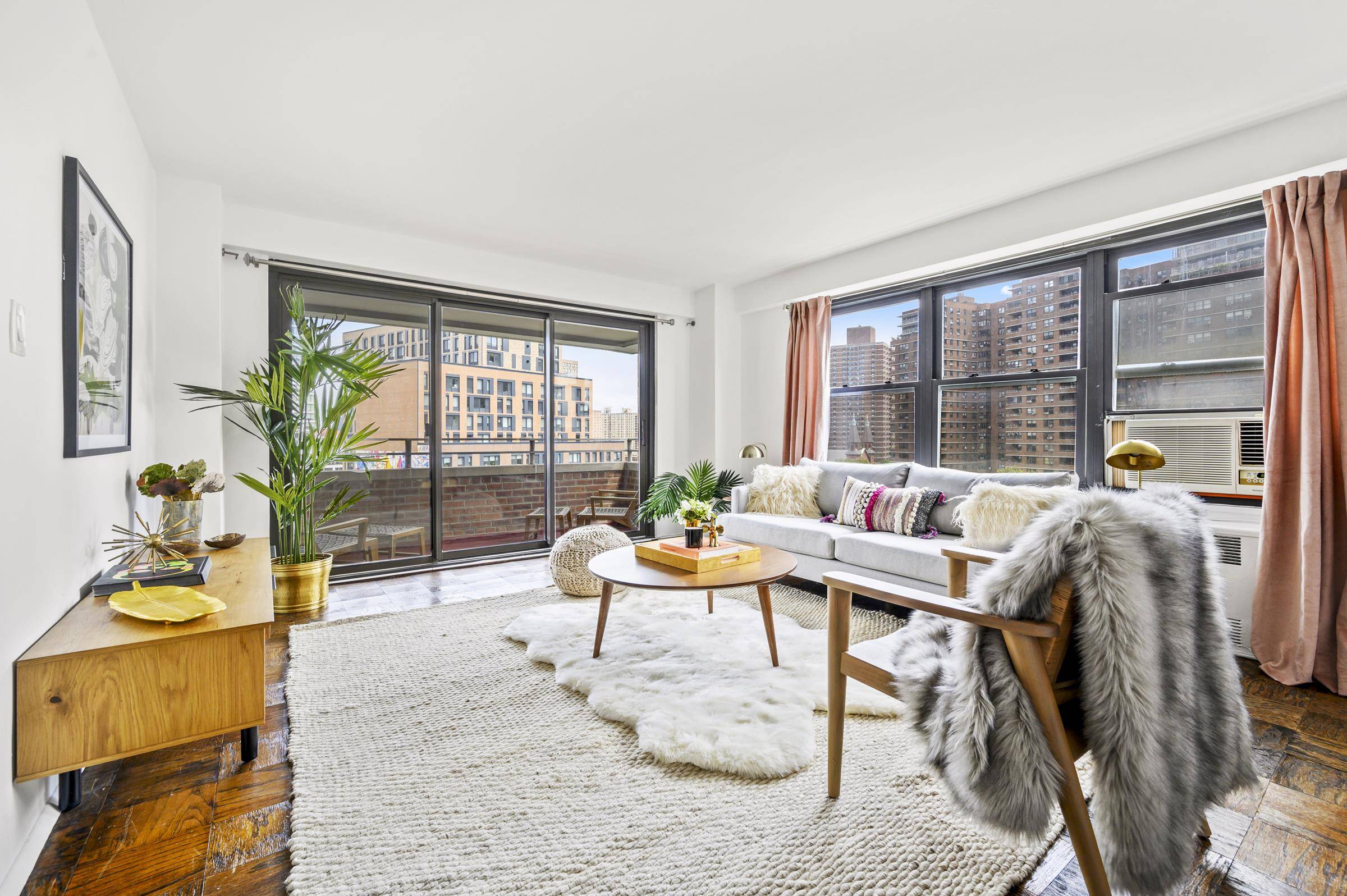 Welcome home to this spacious, southeast facing, corner unit one bedroom with your own private terrace !