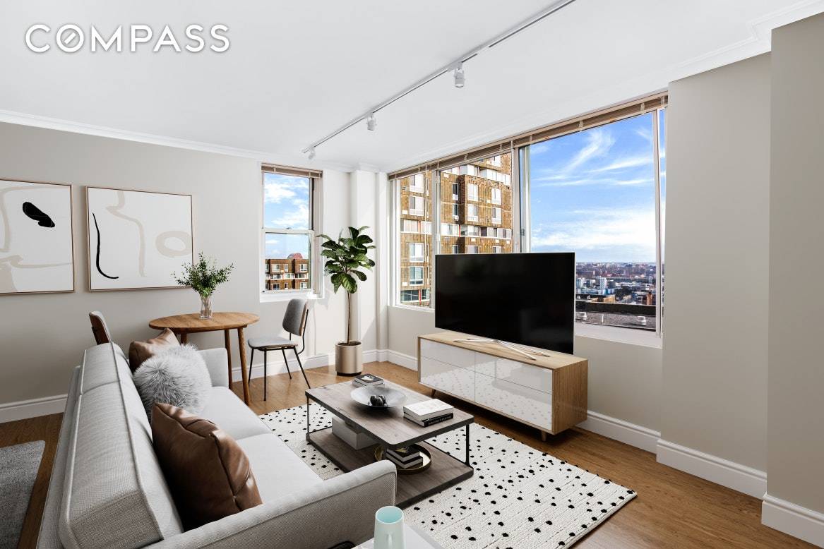 Enjoy New York City accessibility and sun filled serenity in this stunning, high floor, studio home with private storage right across the hall, on gorgeous Roosevelt Island.