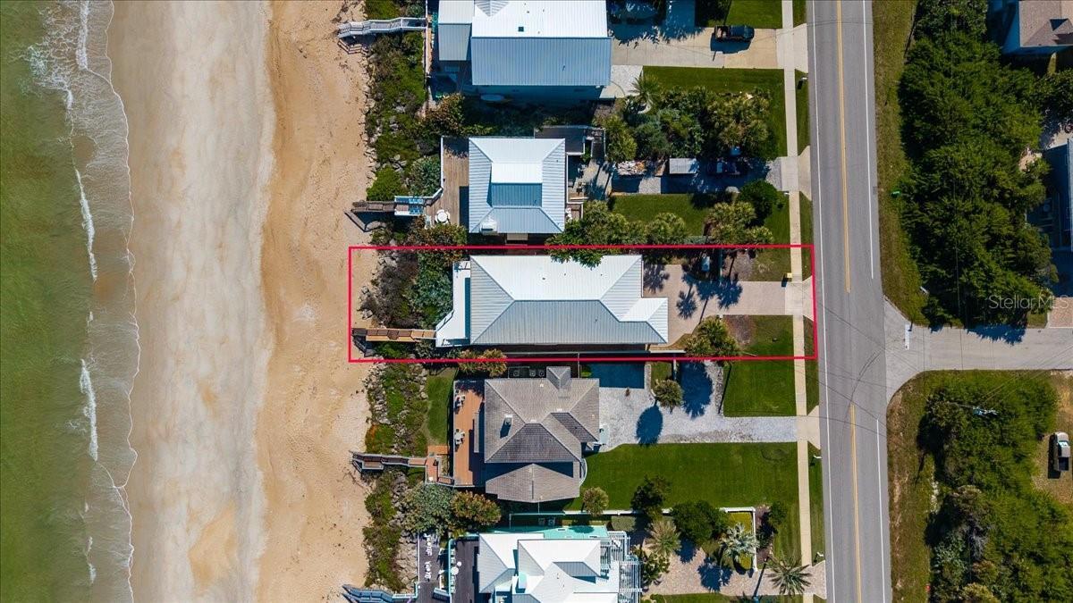 Aerial view of home on the ocean