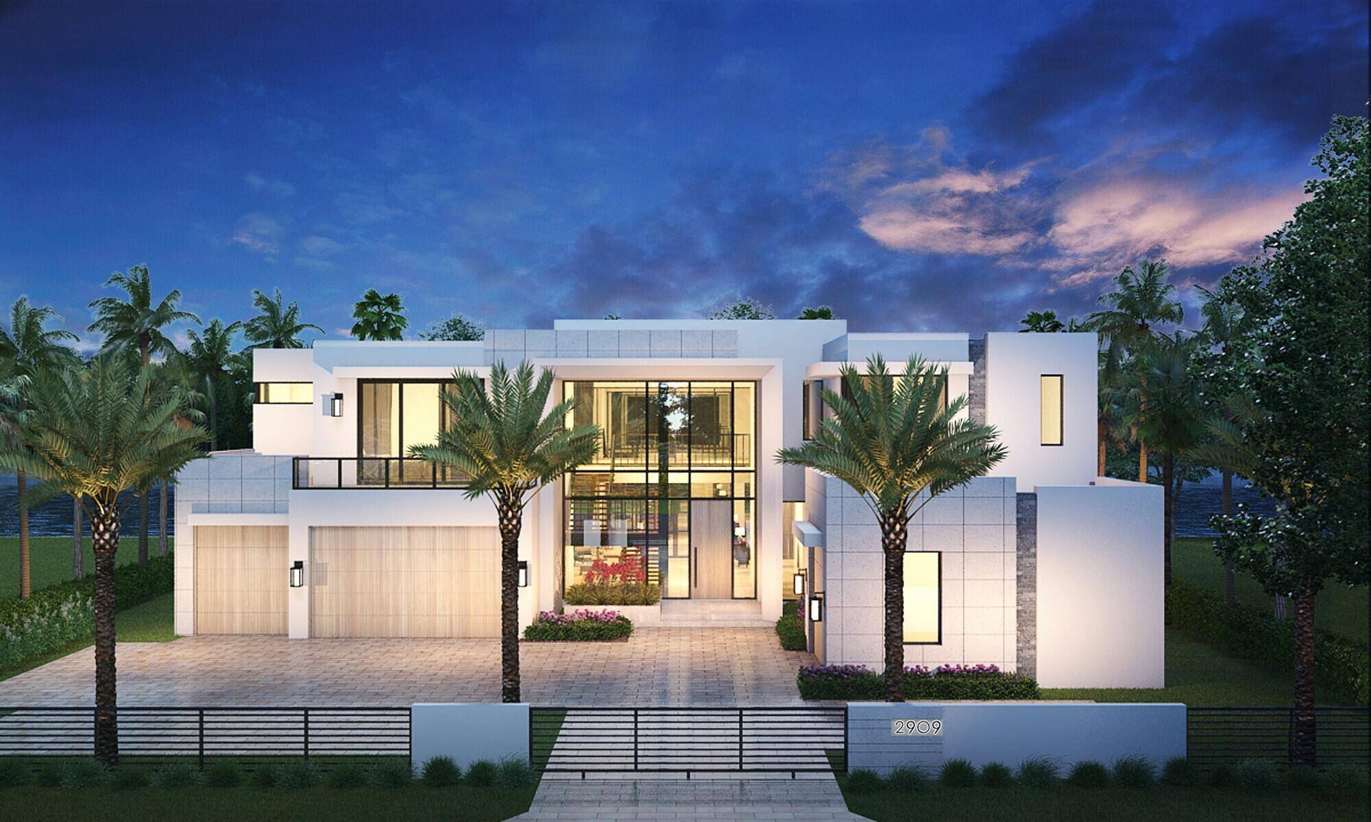 Introducing a new Museum Modern Intracoastal masterpiece by JH Norman Construction Company Inc and Brenner Architecture Group LLC with two stories, five bedrooms, six full baths and two half baths.