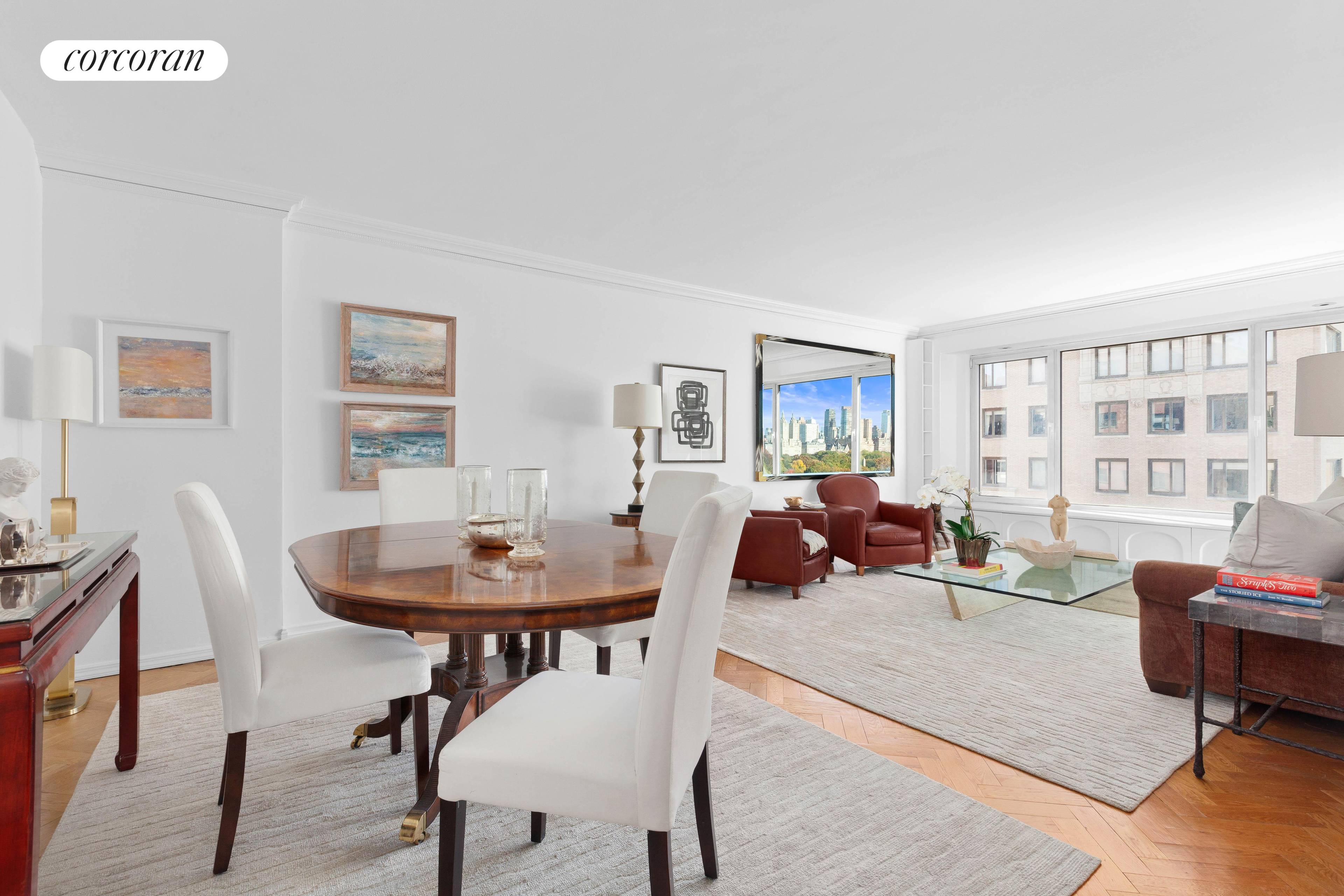 This sky high and airy two bedroom, two bathroom sun drenched home is perfectly situated on Fifth Avenue and Central Park, offering stunning Park and Midtown views from every room ...
