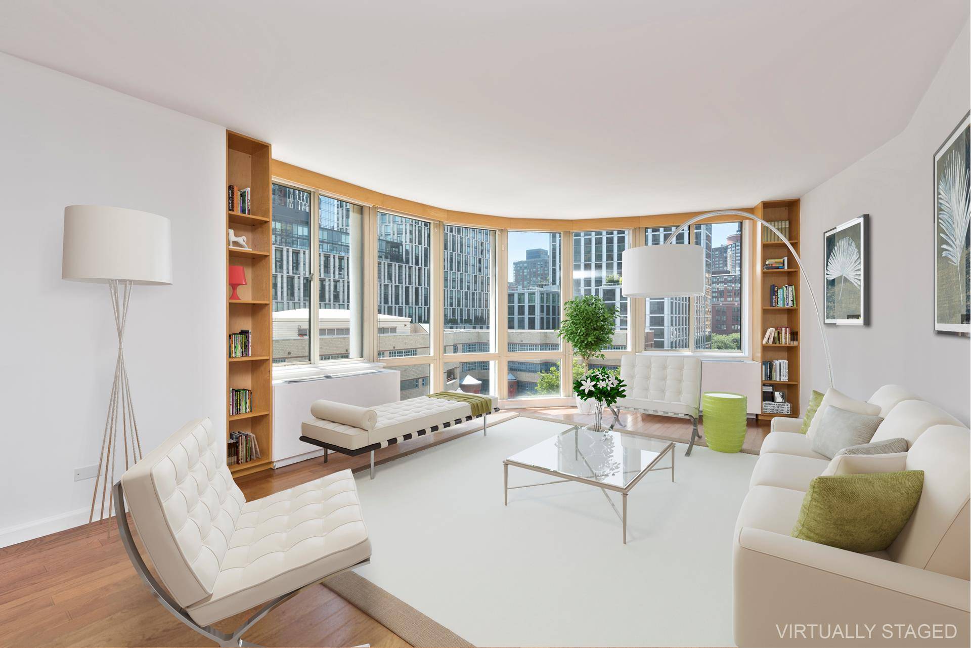 Newly renovated spacious and bright convertible two bedroom, two bath corner apartment in one of Tribeca's best full service condominiums, apartment 6D provides expansive city and park views.