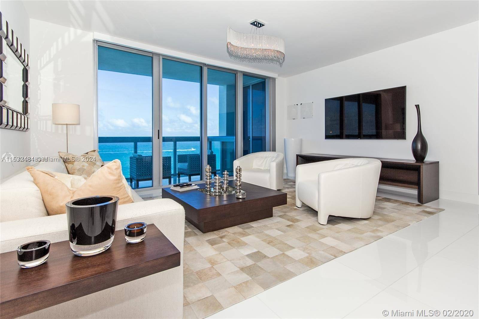 DIRECT OCEAN view split plan elegantly decorated by Saccaro in prestigious North Tower, Carillon Miami Wellness Resort, a premier oceanfront property.