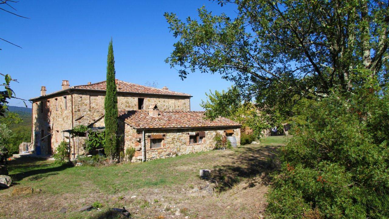 Tuscany, farmhouse with vineyard for sale in Montralcino. Renovated farmhouse with 4 hectares of land, vineyard, outbuilding, annex and 4 bedrooms