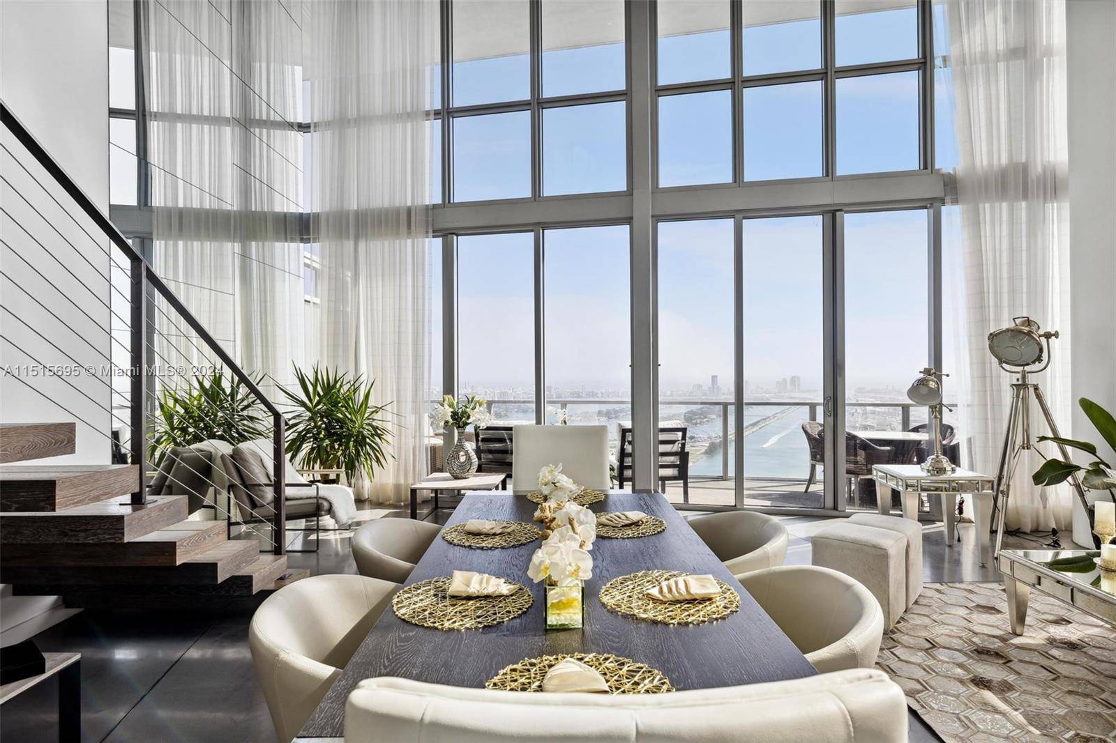 This exceptional 3 level penthouse, perched on the 63rd floor, features 3 bedrooms and 4.