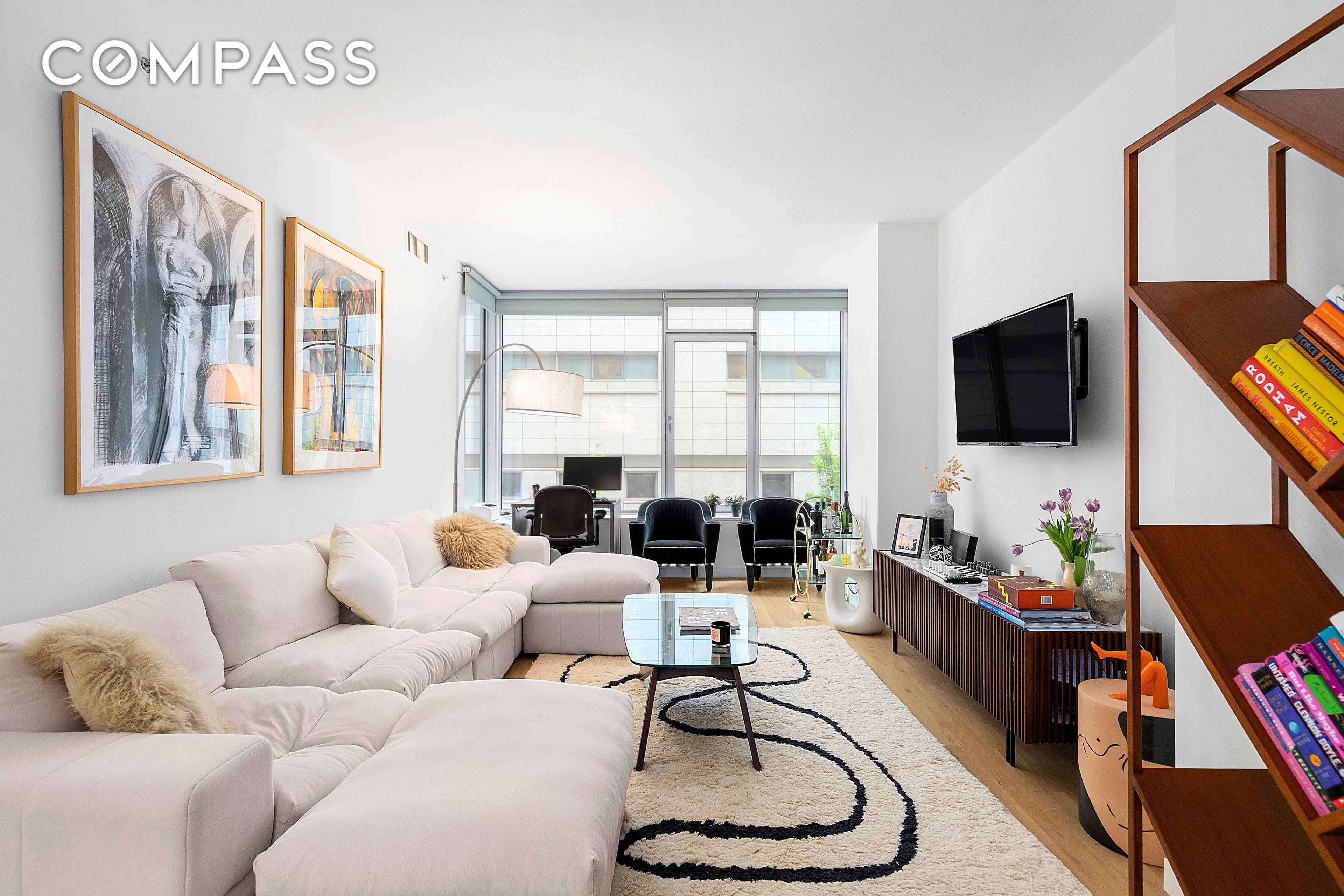 This beautiful one bedroom apartment with state of the art kitchen, oversized floor to ceiling windows, central AC and heating, washer dryer and ample closet space.