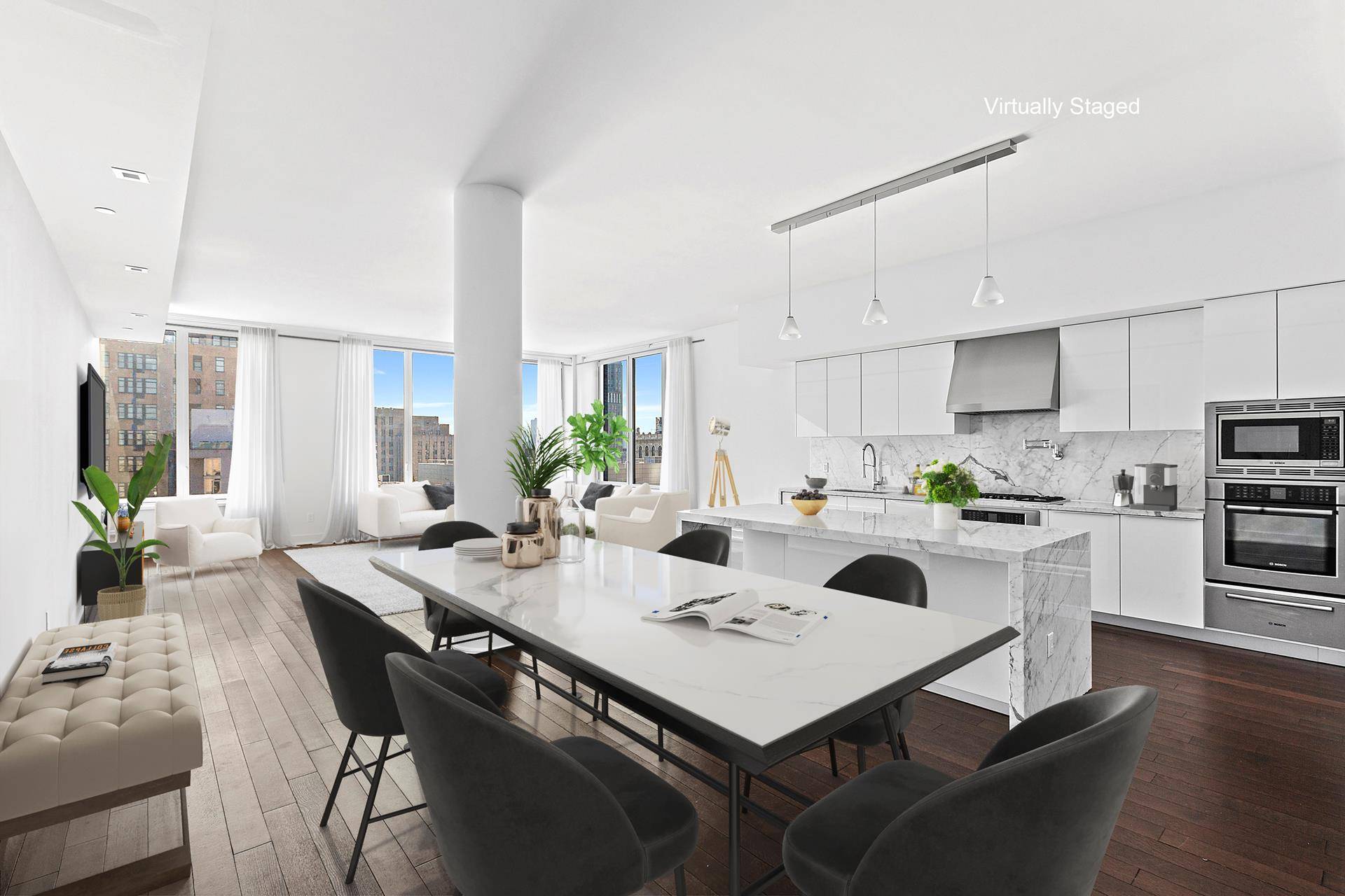 This stunning Tribeca PH has nearly 2500 sq ft of space, 3 bedrooms, 3.