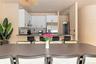 Dining space with recessed lighting