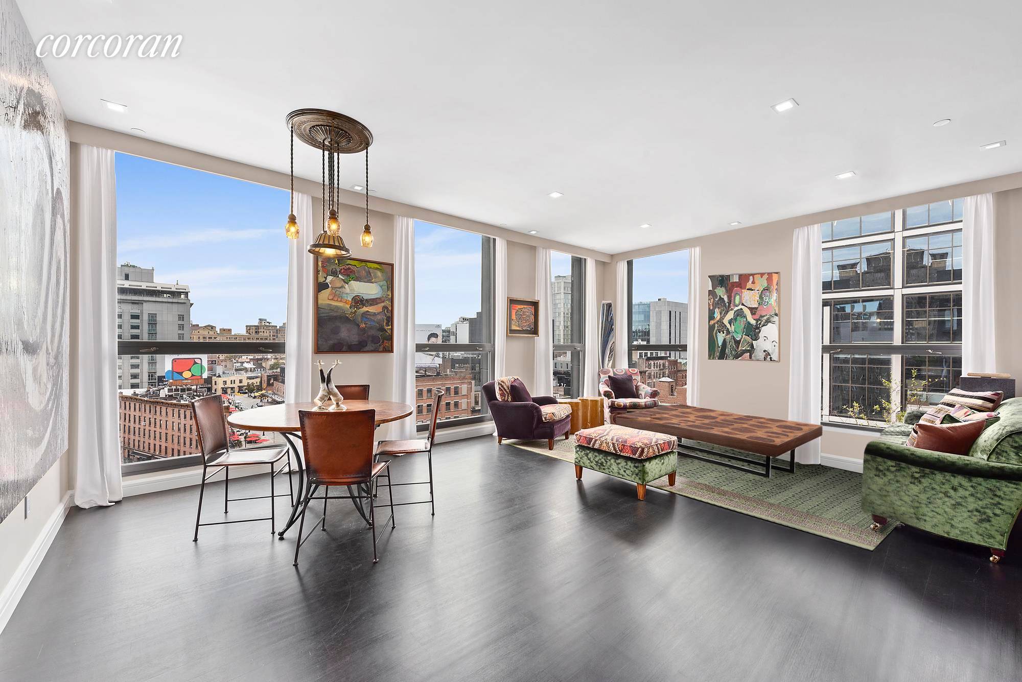 Flawless designer finishes and outstanding city views take center stage in this artfully gut renovated two bedroom, two bathroom showplace in a renowned Chelsea condominium.