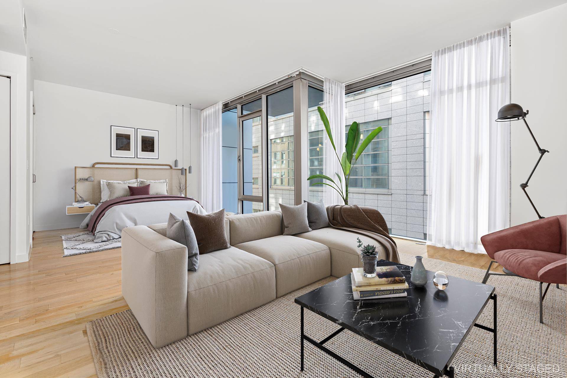 Located in one of TriBeCa's most desired full service condominiums, Residence 7B at FIFTY Franklin offers a pleasant mix of modern luxury and comfortability.