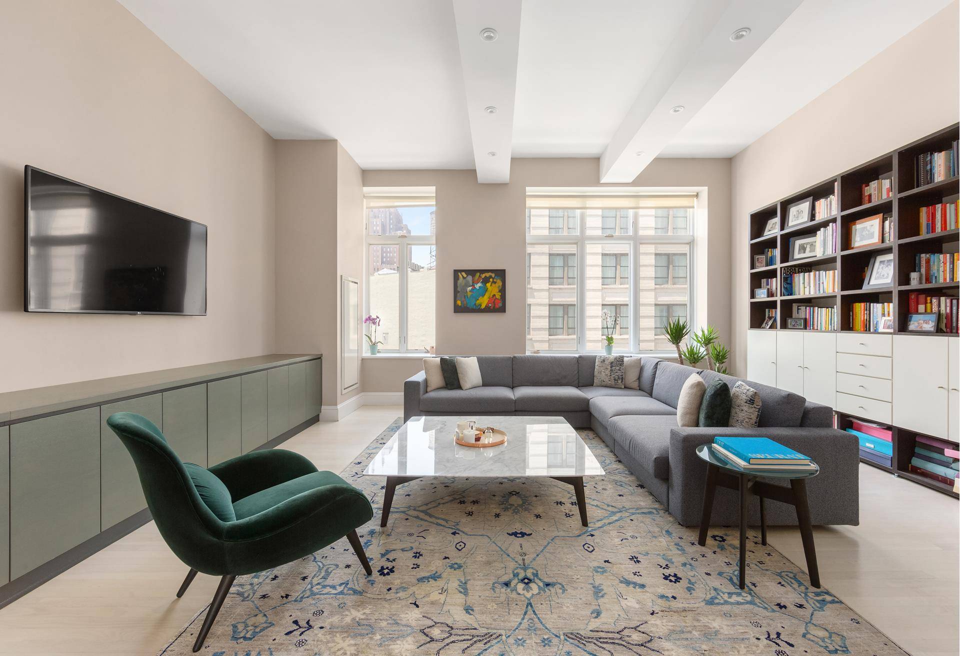 Introducing Residence 5C at 129 Lafayette Street An incredible three bedroom, two bathroom SoHo loft, with soaring 12' beamed ceilings and a private balcony.