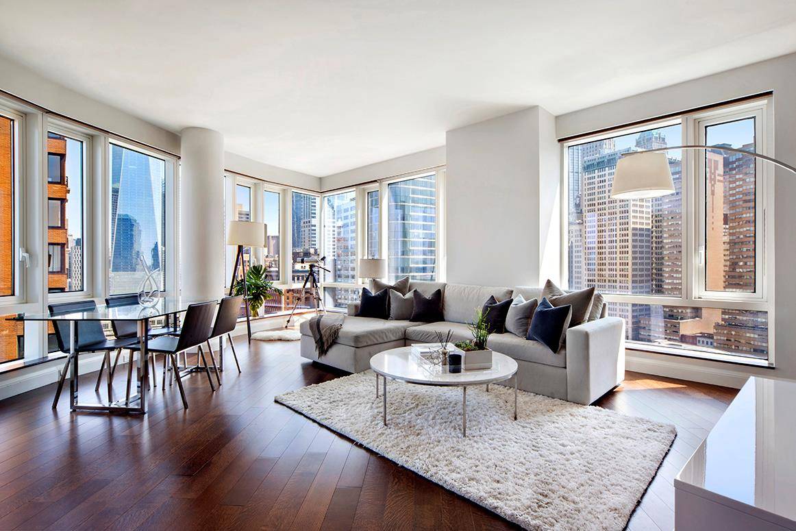 Investor unit tenants in place till 10 1 22 Breathtaking Battery Park City 2 BD 2 BA with stunning river and city views and sky hi ceilings.
