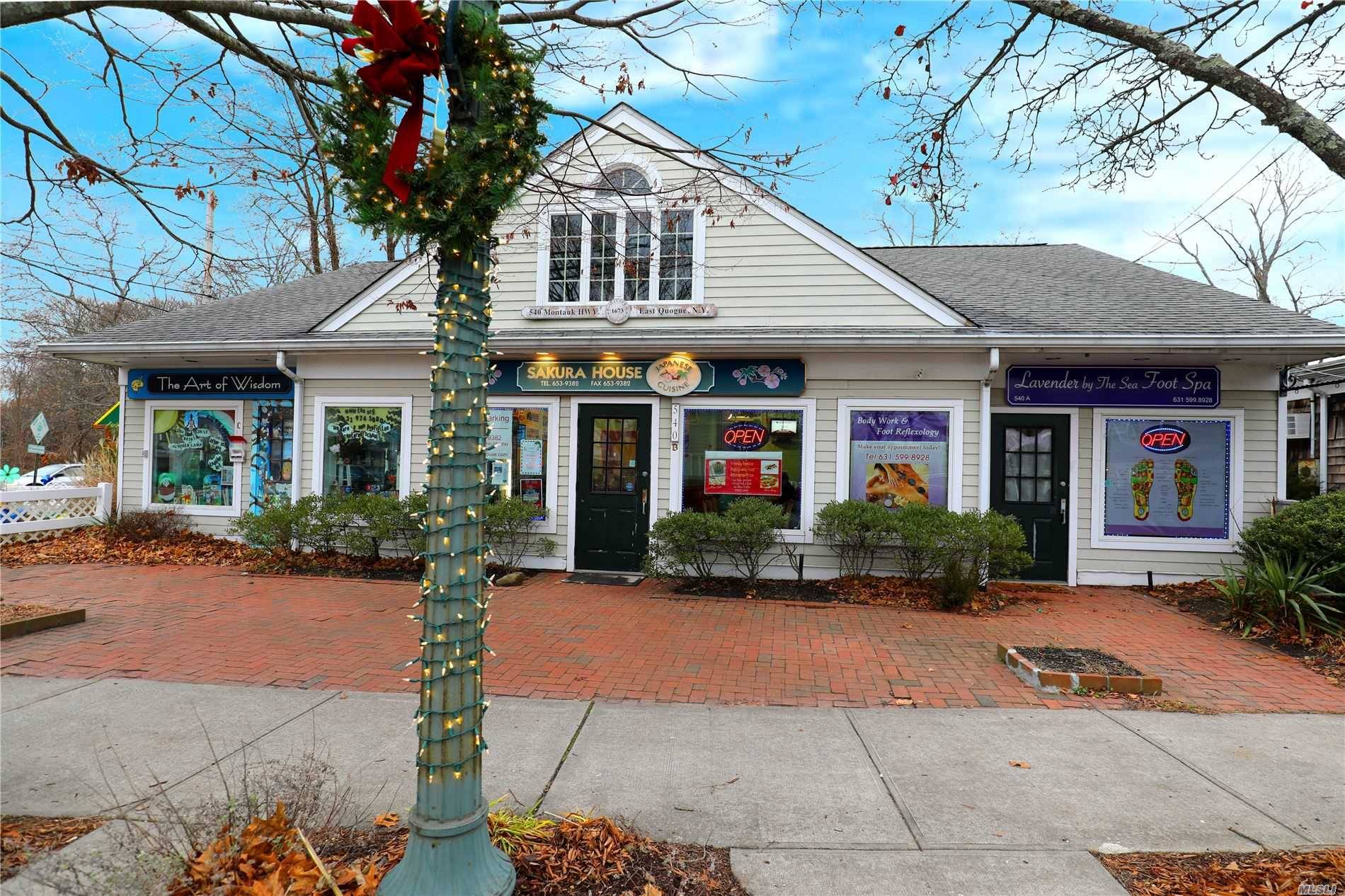 You will fall in love with this gorgeous and bustling store front shopping center in the heart of the Village of East Quogue.