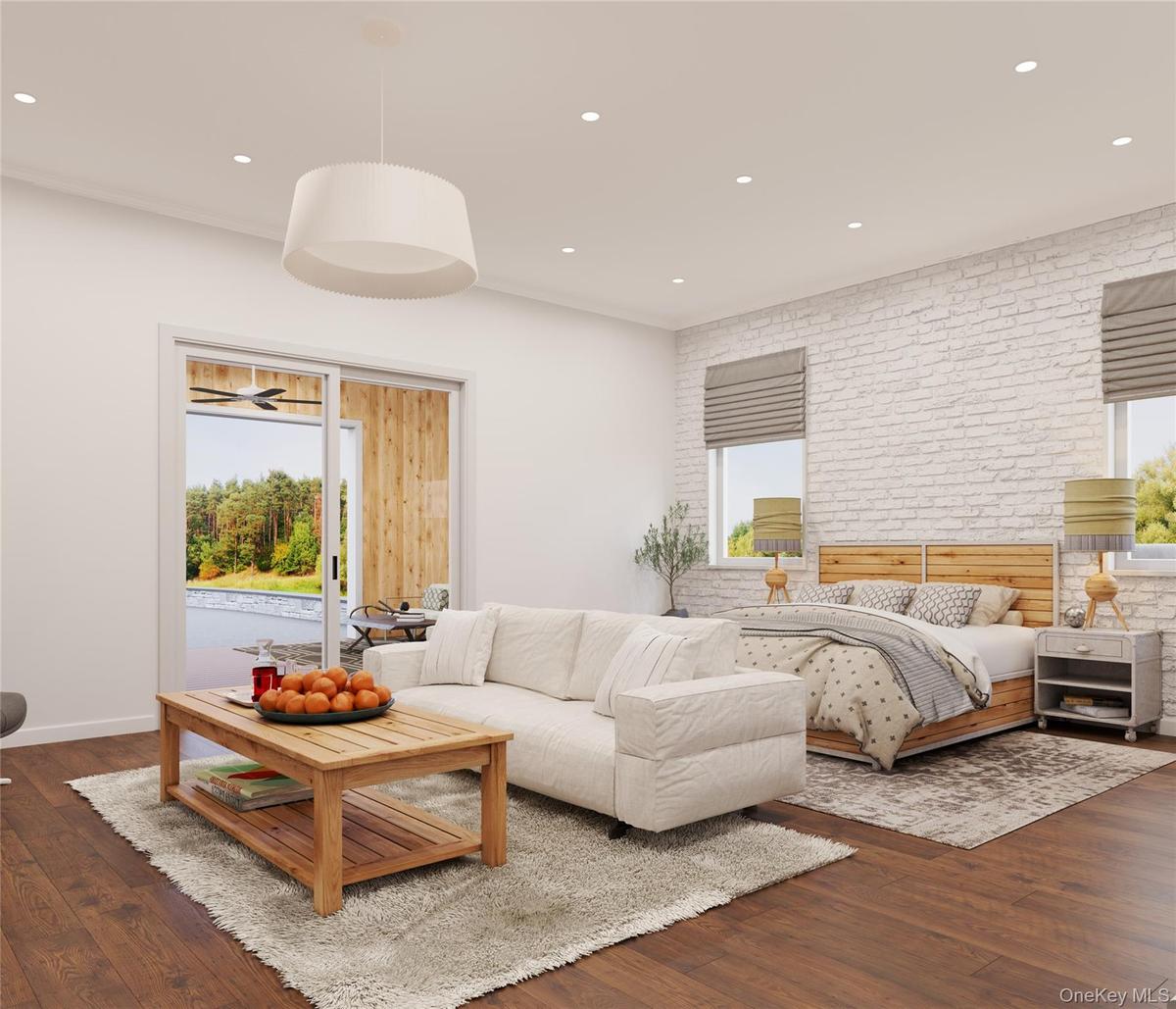 RENDERING... Primary bedroom staging concept.