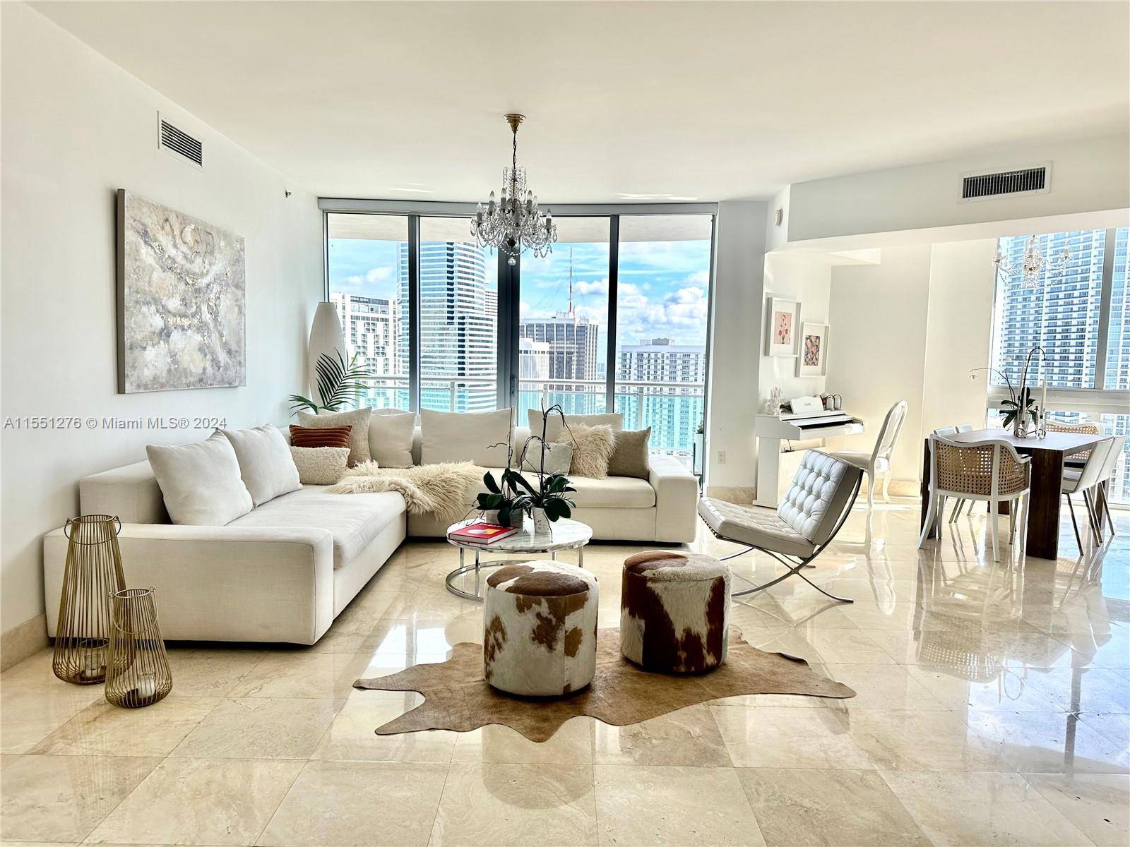 Your dream condo with breathtaking Bay, River, City and Skyline views from the 35th floor and nestled in the heart of Brickell, is move in ready !