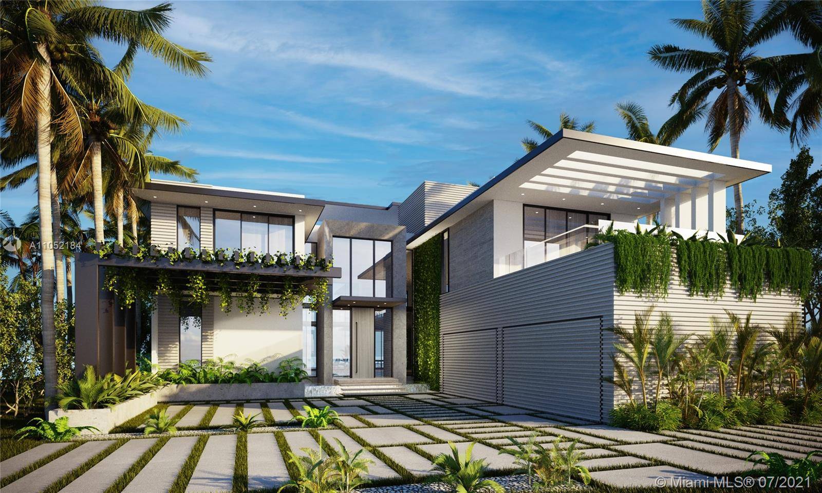 96' waterfront Tropical Modern architectural marvel arrives to one of the quietest streets of Miami Beach.