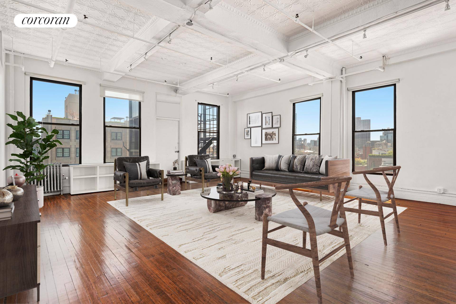 Perfectly positioned where SoHo meets Nolita, this expansive two bedroom, two bathroom residence delivers authentic loft living, iconic skyline views and an ideal location at the epicenter of Downtown cool.