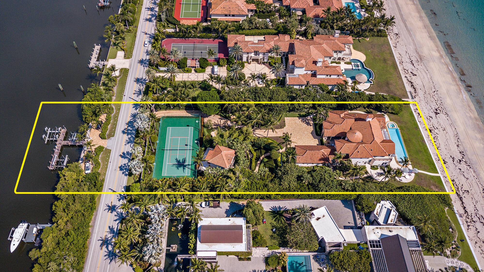 Magnificent direct ocean and intracoastal estate with a sprawling 150 feet of beach frontage and almost 400 feet of depth allowing expansive outdoor space and privacy.