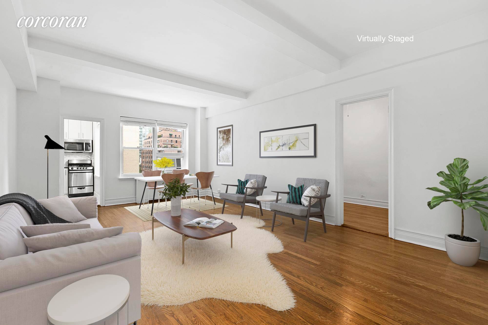 New Price Improvement ! Apartment 8E in Beekman is a bright and over sized studio with a separate area that can be used as a sleeping space or an office.