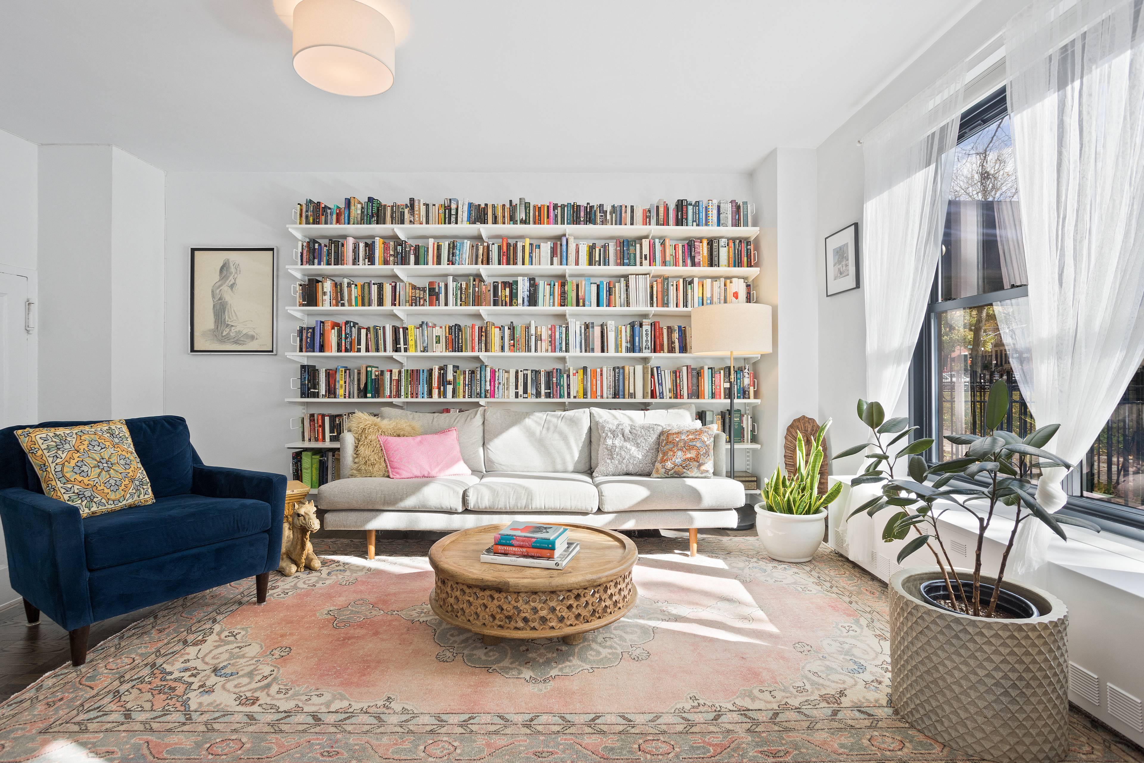 This serene, sophisticated Clinton Hill Coop corner one bedroom apartment has been renovated to perfection, and could easily be configured to add a second bedroom or home office.