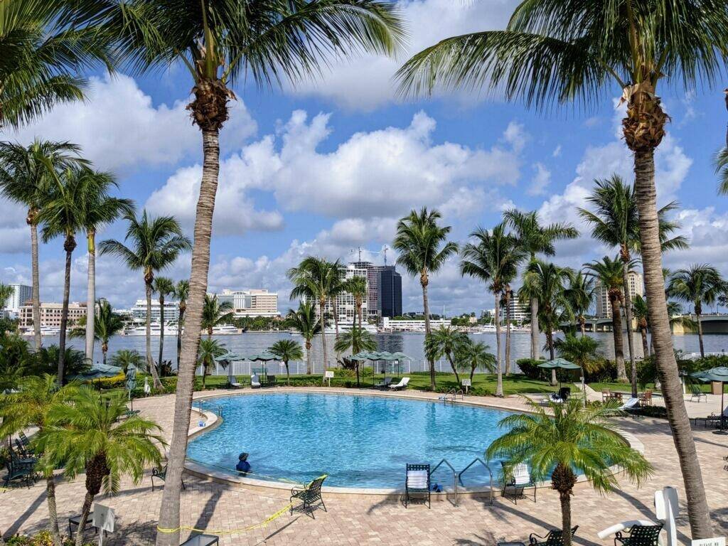 Rarely Available corner unit with two bedrooms and two full baths in fabulous Palm Beach Towers.