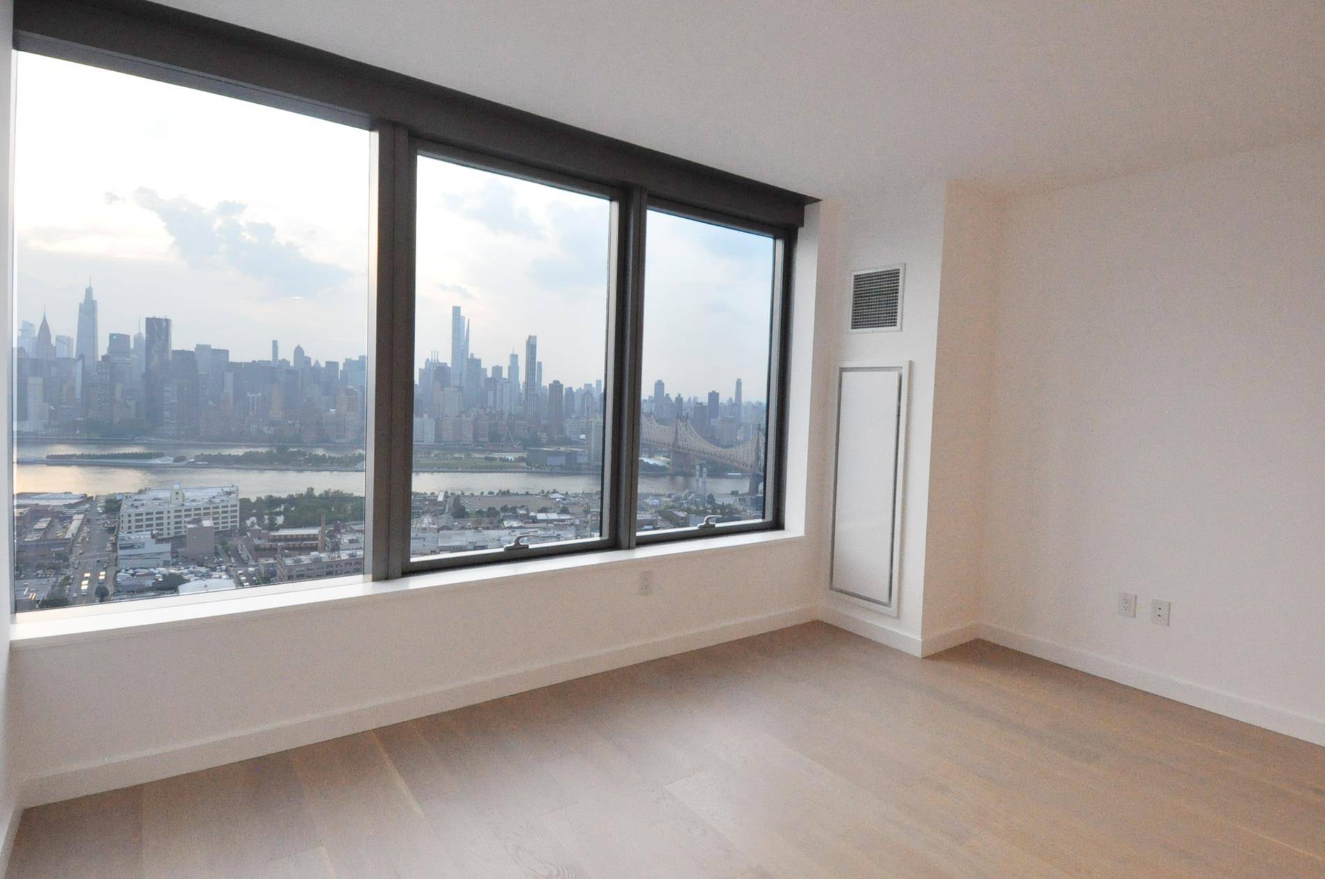 Available immediately Enjoy breathtaking Manhattan views in this stunning brand new 2BR 2BA apartment at luxurious Skyline Tower.