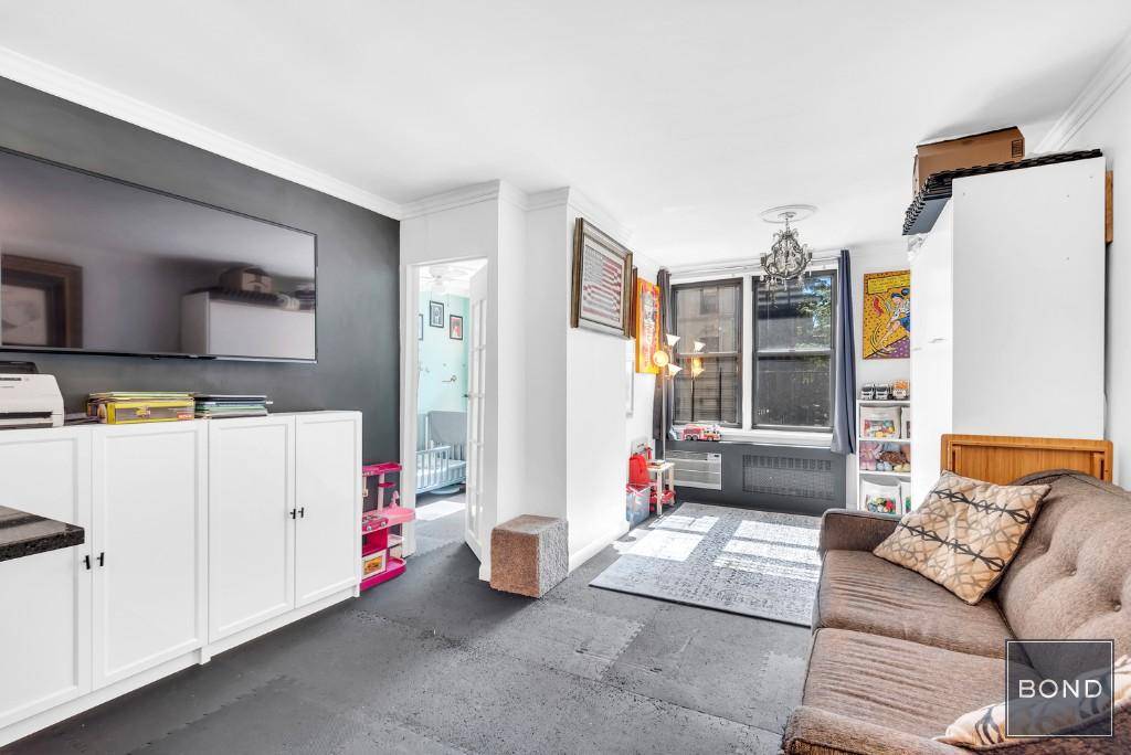 Kips Bay Immaculate Co op JR 1 Bedroom Beautifully Updated Epicurean Styled Cooking Kitchen Beautiful Black Greyish Quartz Countertops Stainless Appliances Dishwasher Self Closing Cabinetry and Draws Breakfast Island Overhead ...