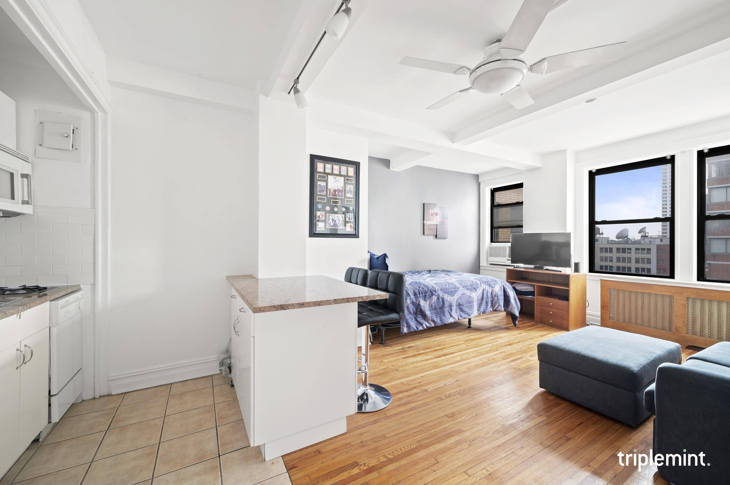 Come see this spacious, light filled alcove studio with spectacular views in Midtown West !