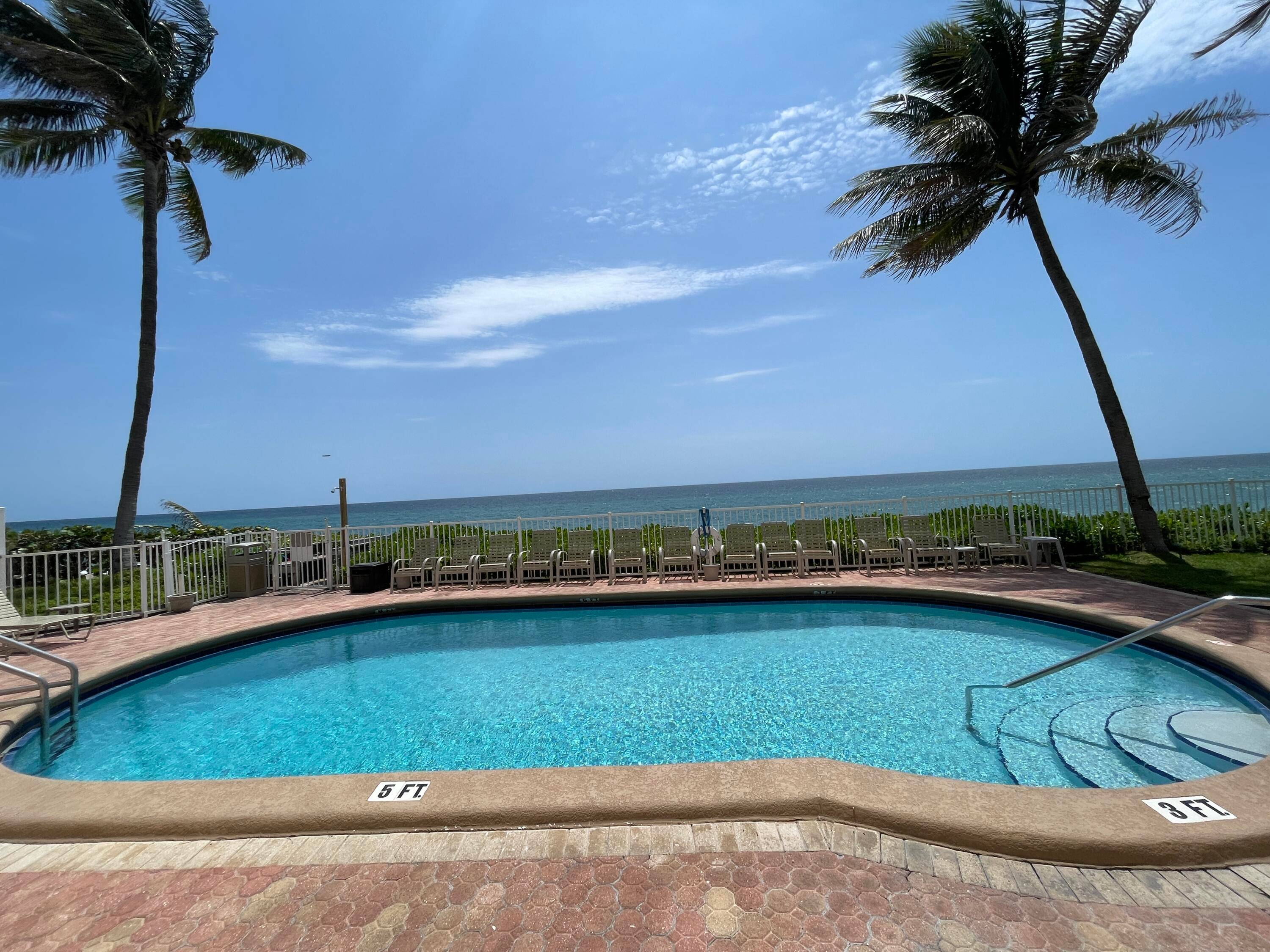Enjoy living on the Ocean with this 2 bedroom, 2 bath home which is located directly on the Atlantic Ocean on Hillsboro Beach and also has Intercoastal views.