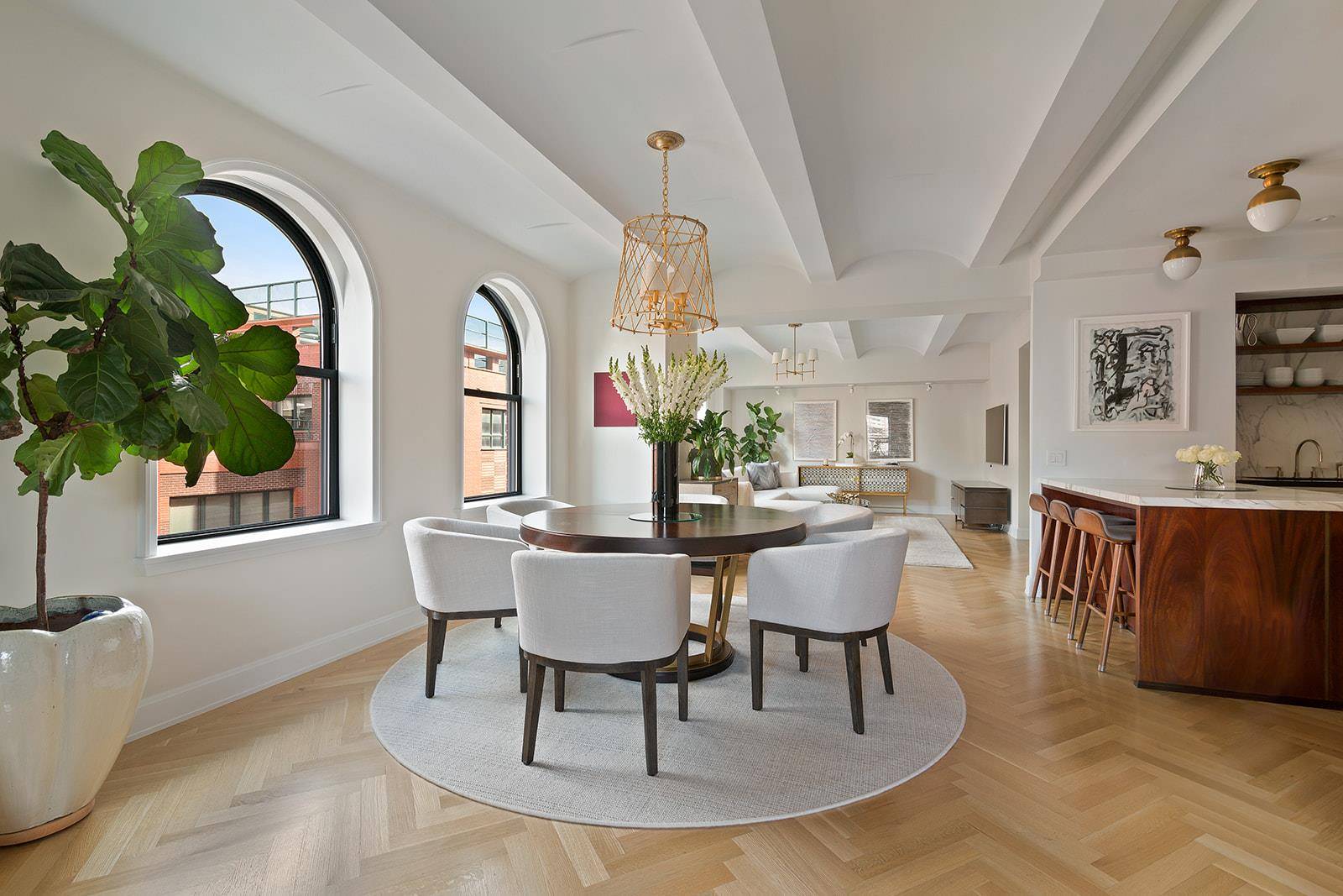 Elegant light filled southeast facing corner residence in the boutique condominium with only 40 renovated units, The Shephard, in the heart of the West Village.