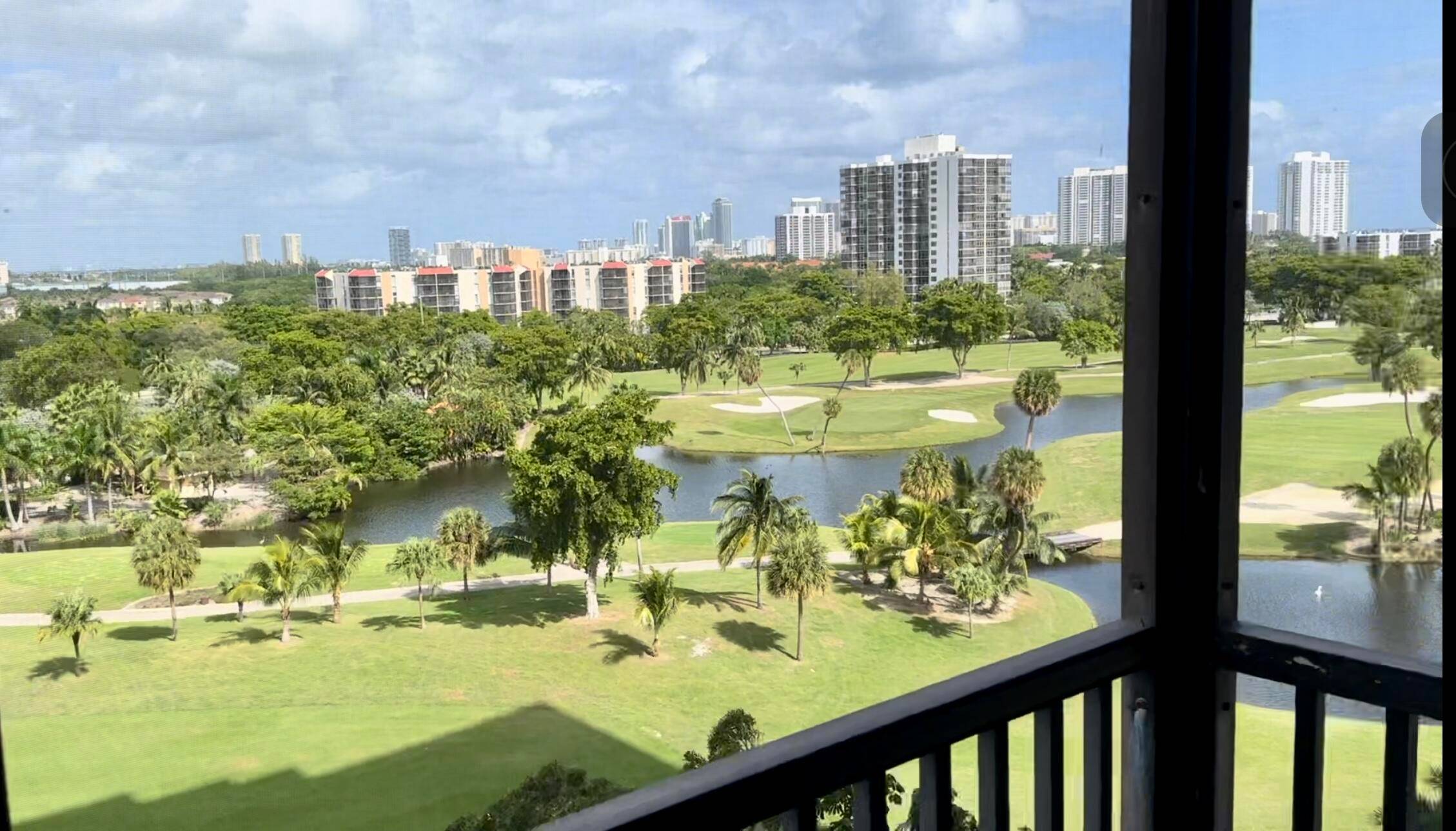 This 9th floor 2 bedroom condo in Coronado Towers, Aventura, offers stunning golf course and skyline views.