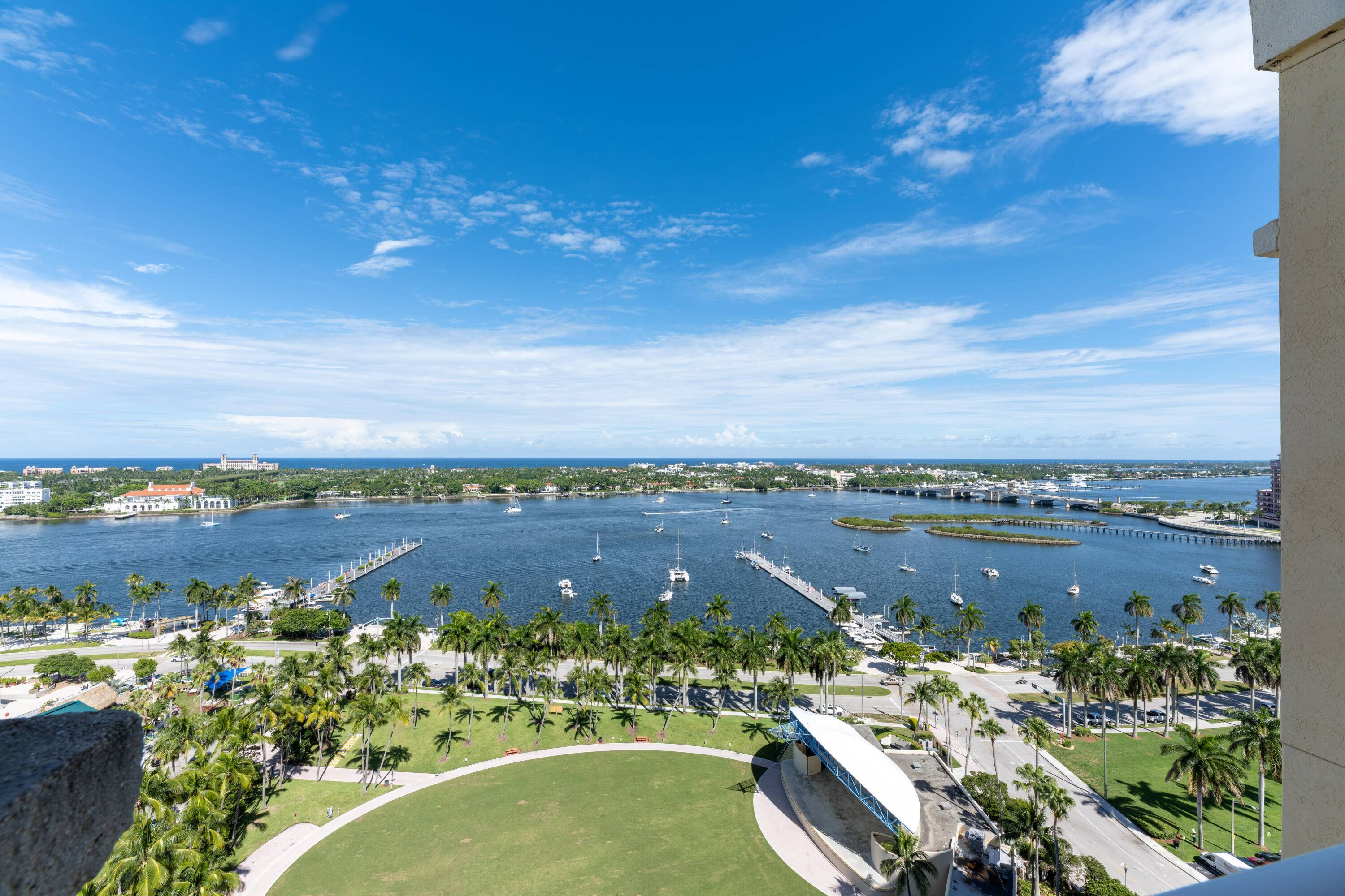 Stunning views of the ocean, intracoastal and Palm Beach Island from this impeccable 15th floor condo in the heart of downtown.