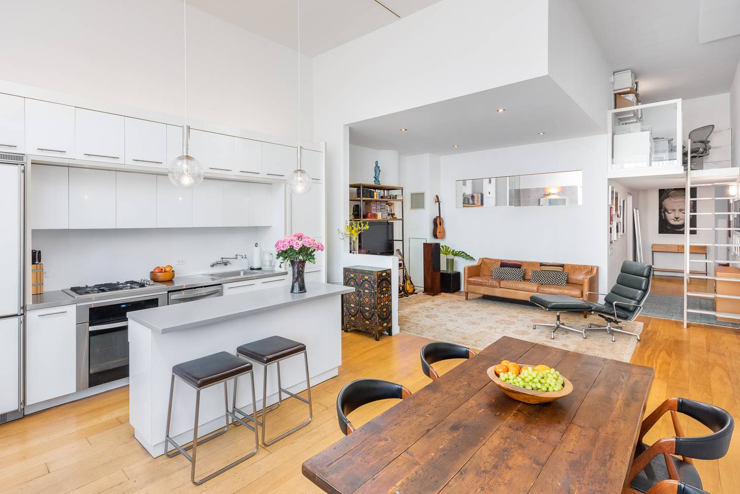 Space and light abounds in this stunning one of a kind 2 bedroom 2 bath Loft condo !