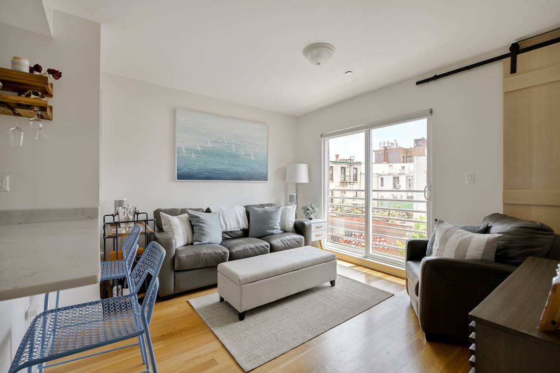 Prime Greenpoint Boutique Condo First OH Sunday 8 9 Stunning 1BD 1BA with Private Balconies, Floor to Ceiling Windows, Stainless Steel Kitchen Package with M W, D W Breakfast Bar, ...