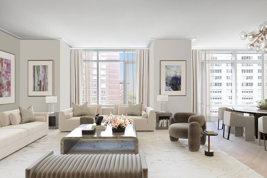 This sweeping 3, 455 square foot, five bedroom, five and a half bath condominium has an elegant layout, open city views and abundant natural light from three exposures.