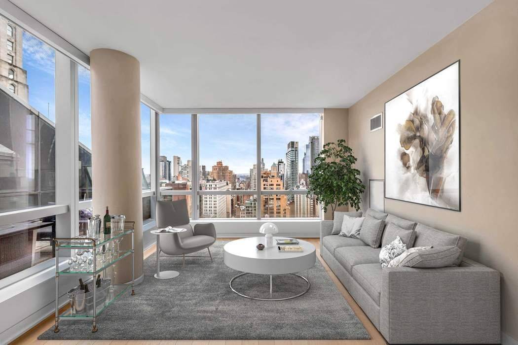 Soaring high above the Manhattan skyline, this stunning Park Avenue South 30th floor corner 1 bedroom apartment is a showstopper.