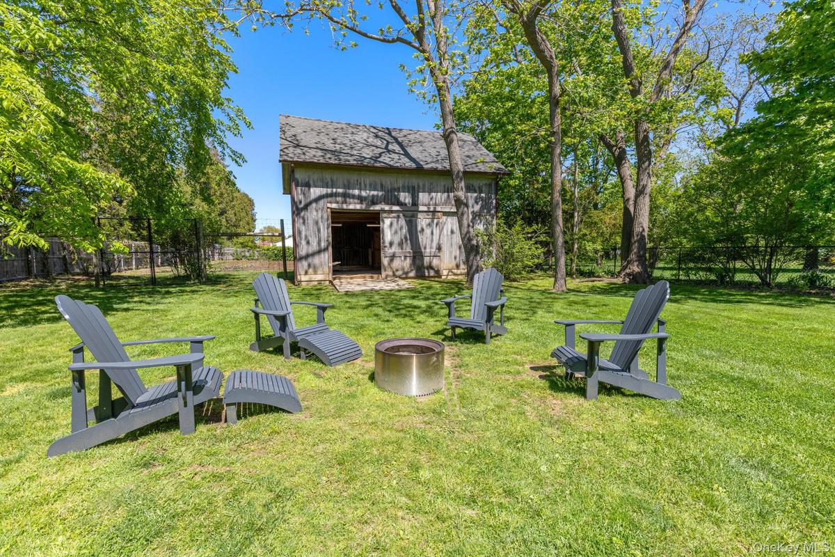 barn.Firepit and seating.