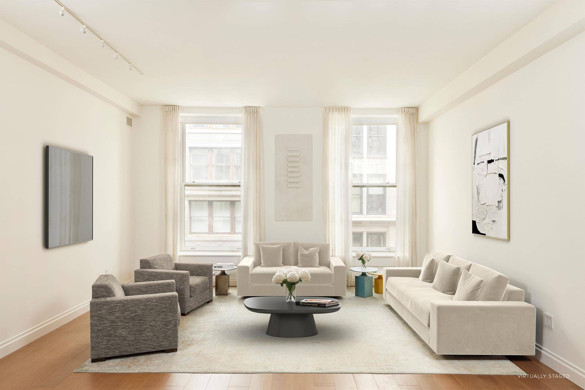 Nestled in the heart of the Flatiron District, The Bullmoose at 42 East 20th Street 4A welcomes you to a Beaux Arts style condo offering approximately 2, 222 SF of ...