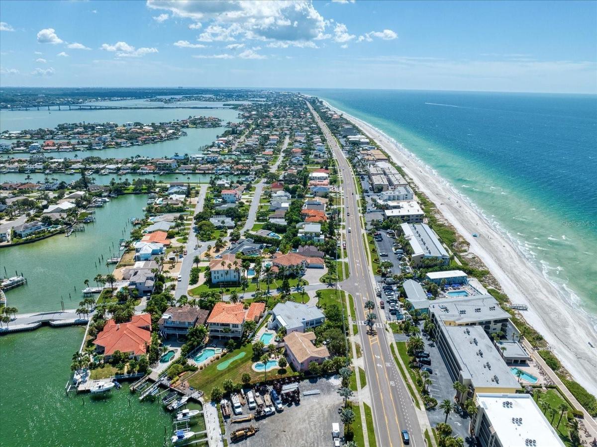 Aerial Bay & Beach Steps Away
