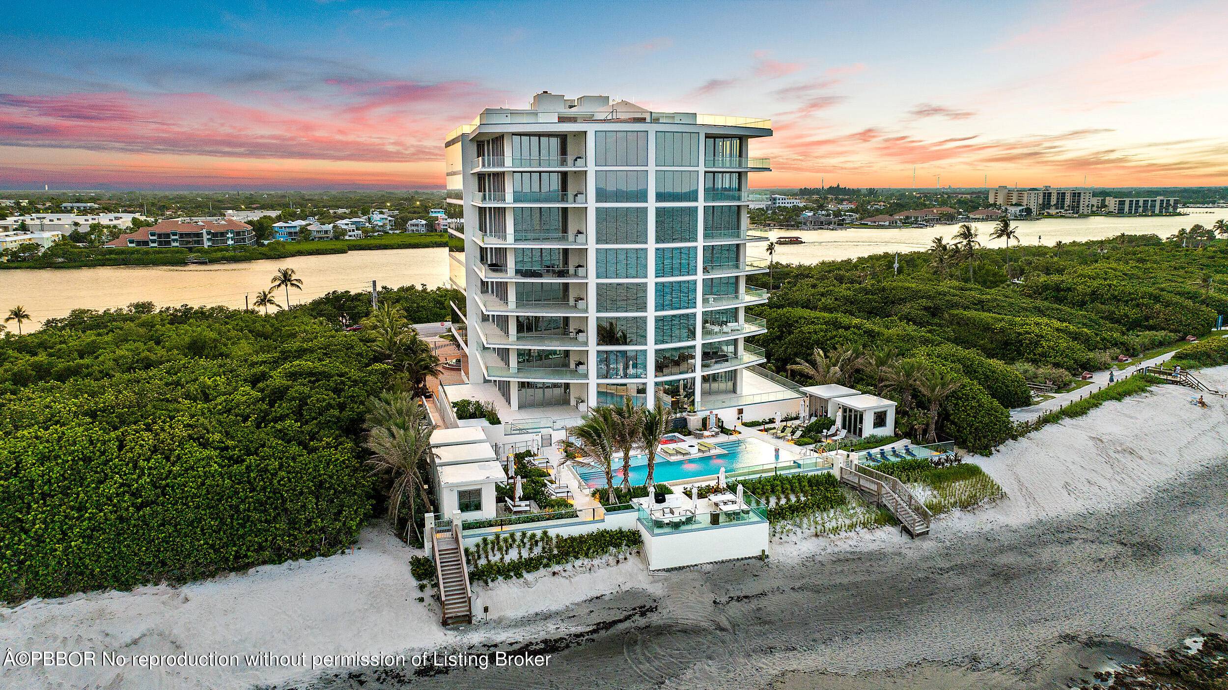 2022 new construction condominium nestled between two parks, preserves, with unobstructed views of the Atlantic Ocean and Intracoastal waterway.