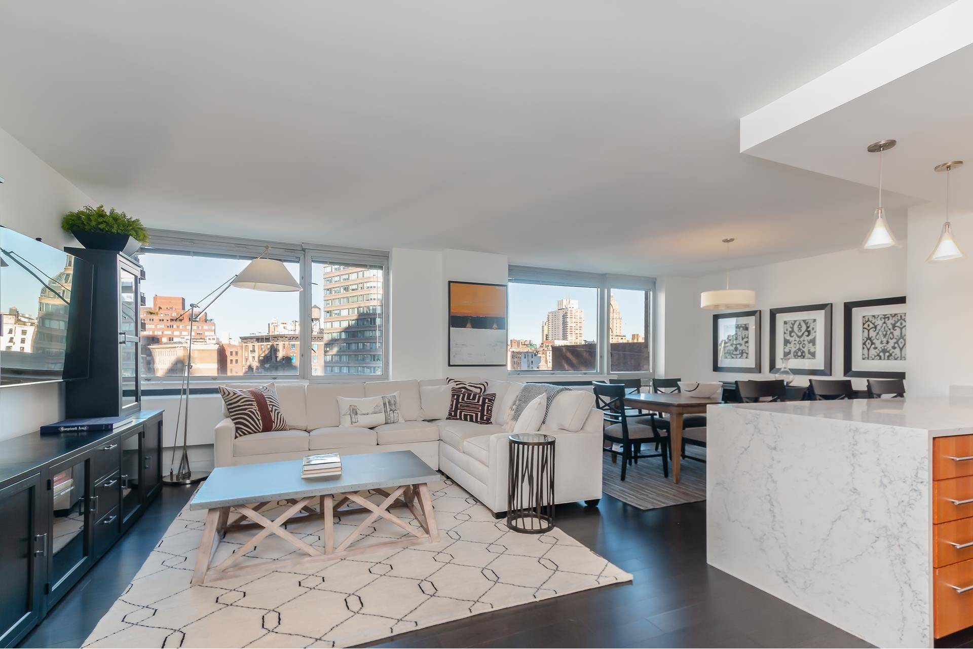 NEW PRICE ! This meticulously renovated oversized 933sf one bedroom two bath home with open city views is located in the Grand Millenium, one of the finest full service condominiums ...