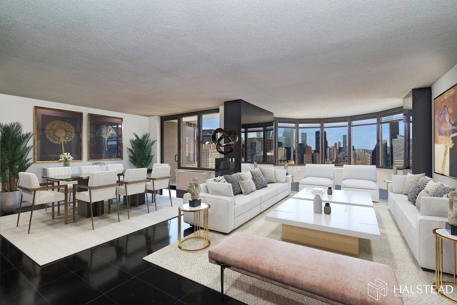 Opportunity knocks in this 1546 foot condo with fabulous panoramic river and city views that go on forever.