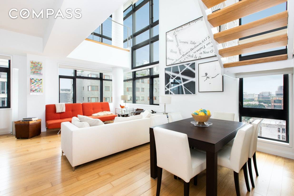 NO FEE ! Sleek and sophisticated 3 bedroom 3 bathroom corner duplex penthouse jewel at the full service L Haus, in the heart of Long Island City !