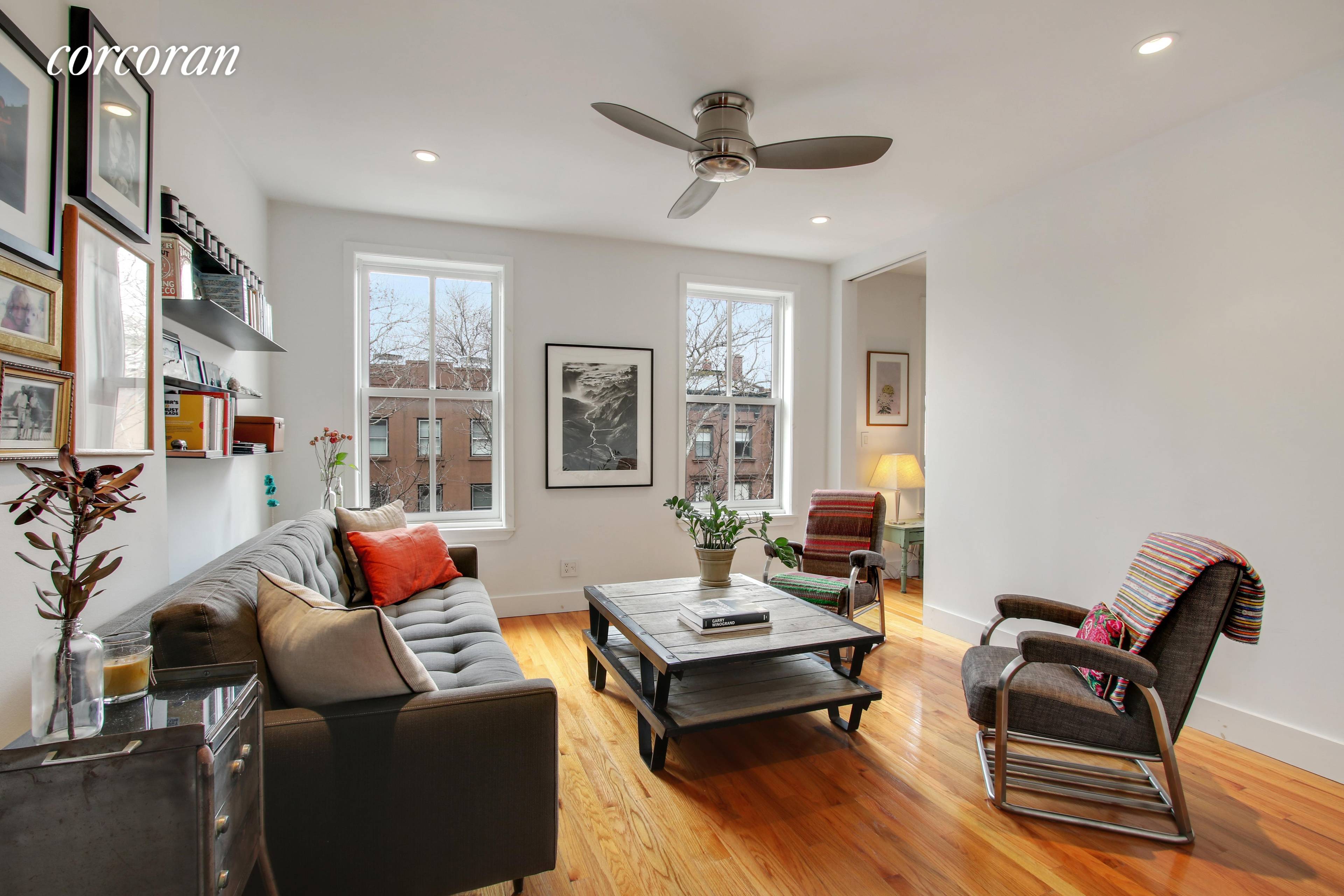 Apartment 4 at 29 Tompkins Place is a floor through one bedroom home with roof rights atop an intimate 22 foot wide townhouse in Cobble HillA s best location.