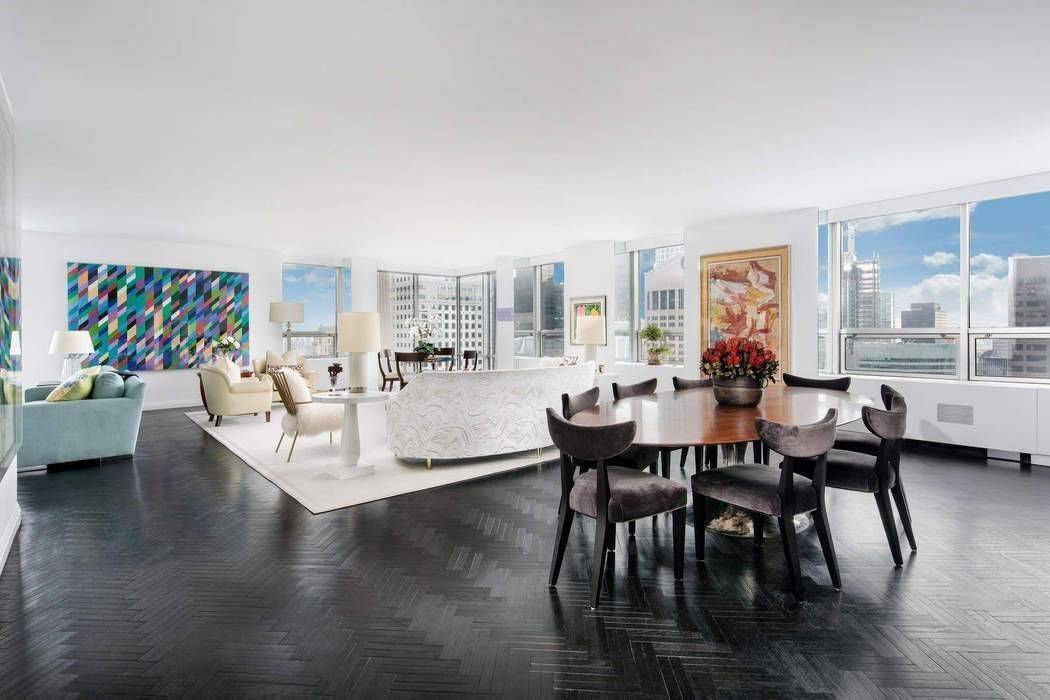 Perched high atop the forty sixth floor of the world renowned Museum Tower, this exquisite 3 bedroom and 3.