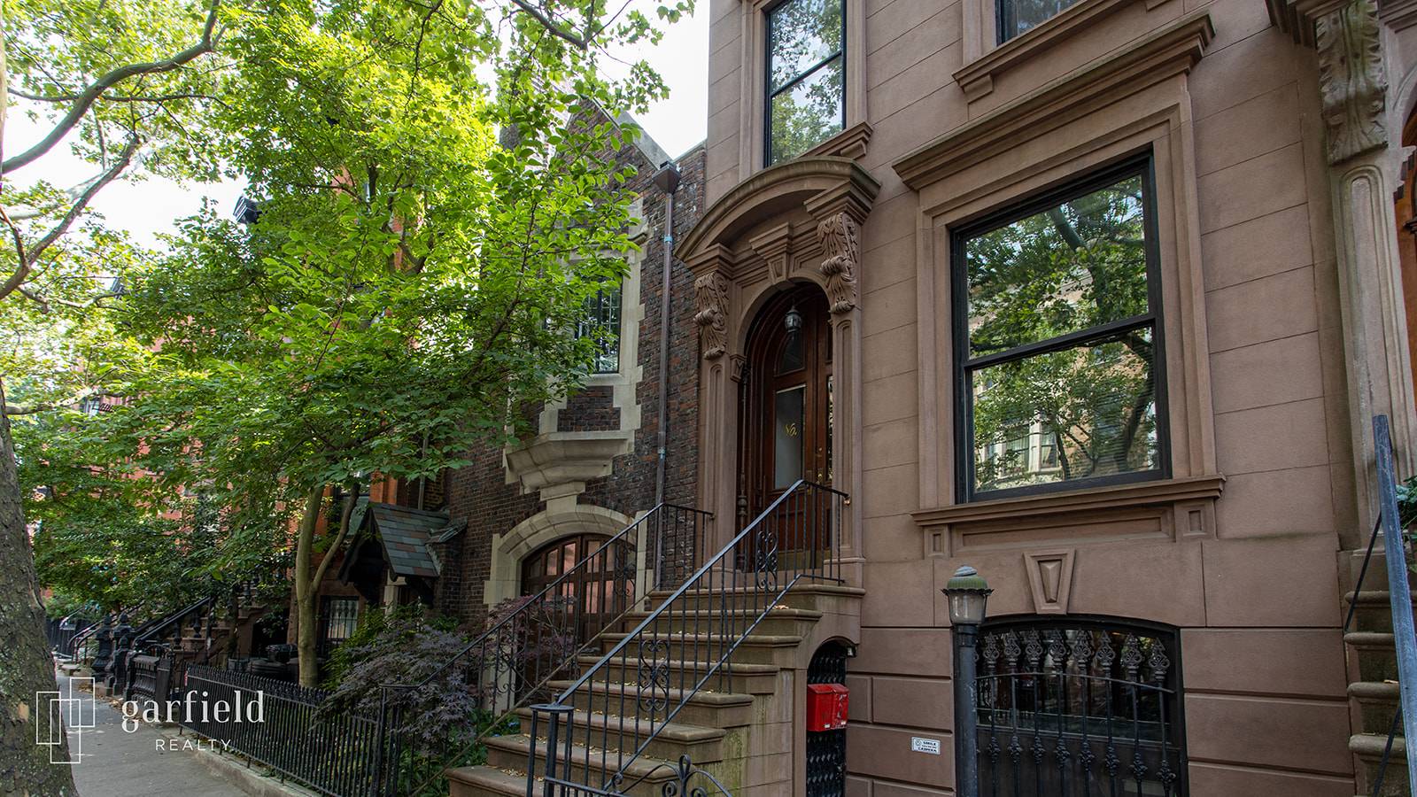 Offering quintessential brownstone charm on a tree lined Park Slope block, this handsome 4 story, 2 family renovated townhouse features an airy triplex along with a 2 bedroom, 1 bathroom ...